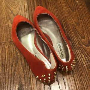 Red studded Steve Madden flats - never been worn!
